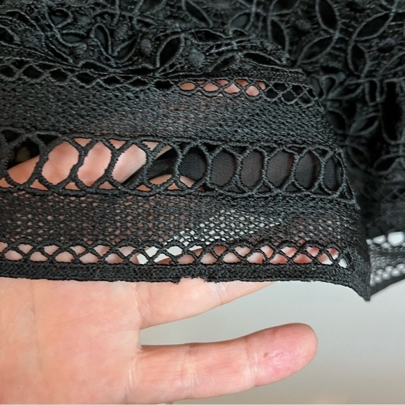 Bardot X Revolve Savannah Long Sleeve Carbon Black Lace Mini Dress Size Small - Picture 8 of 16